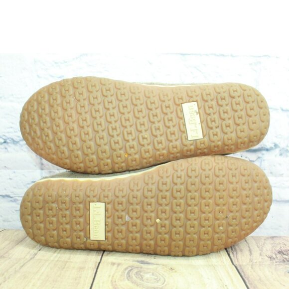 LL Bean Dark Cement Suede Fleece Lined Mountain Moccasin Slippers 9 M - Picture 9 of 9